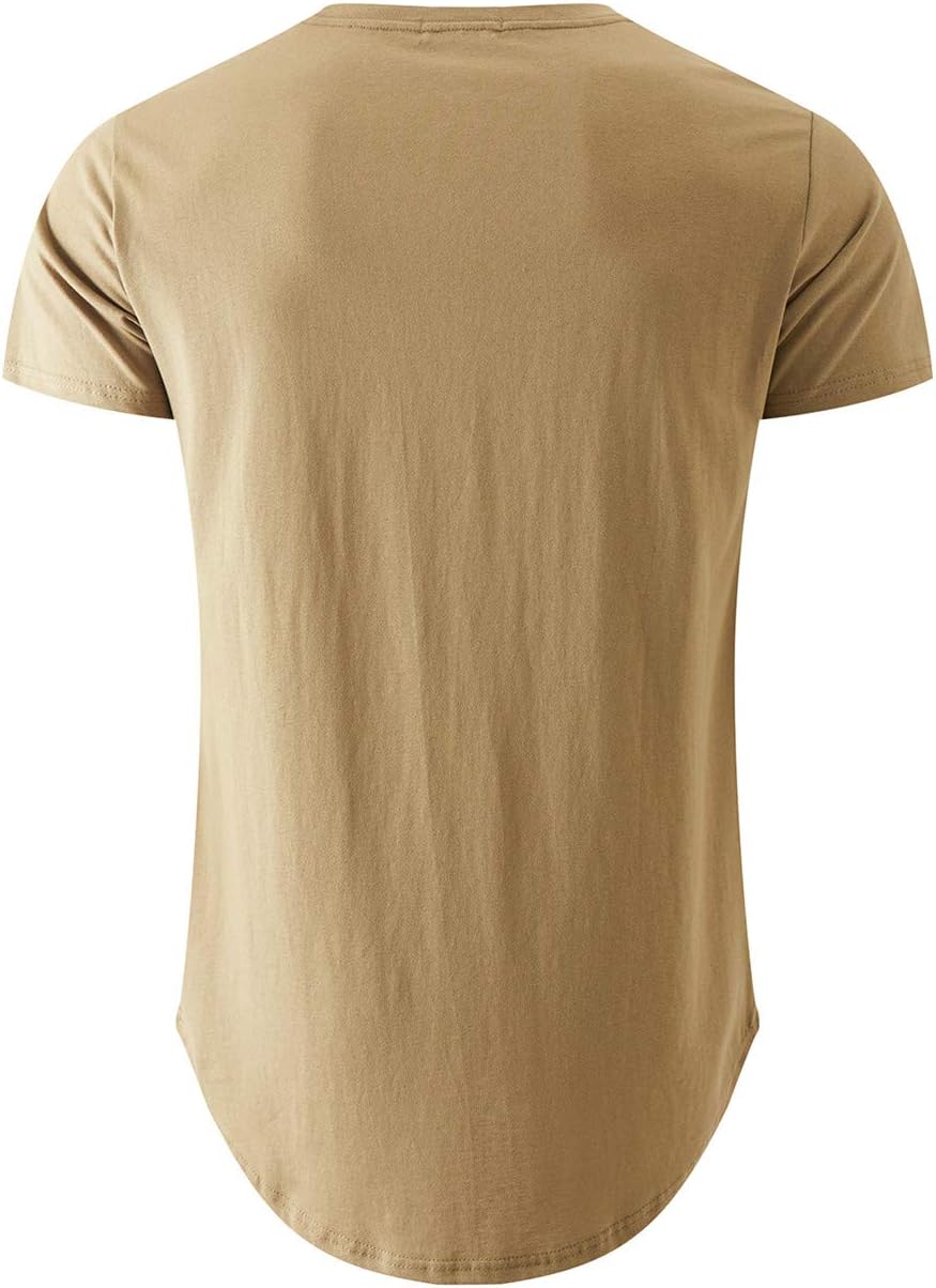KLIEGOU Men's 100% Cotton Longline T-Shirt, Pre-Shrunk Soft