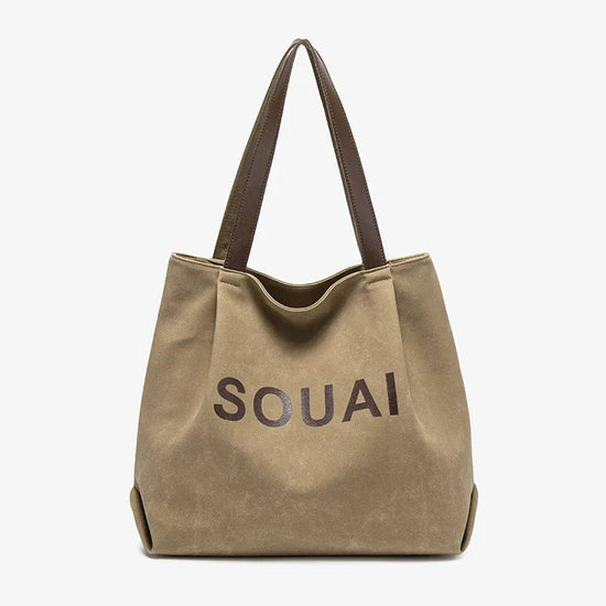 2026 New Large Capacity Water Resistant Zipper Simple Frosted Tote Bag College Students Class Shoulder Bag Retro Portable