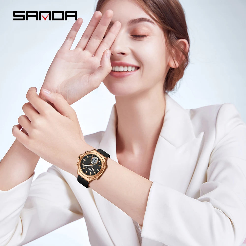 SANDA 9103 Women Watch Silicone Quartz Electronic Wrist Watches for Women Sport Clock Girls Gift Ladies Watches Top Brand