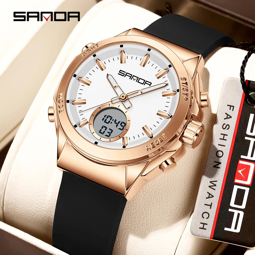 SANDA 9103 Women Watch Silicone Quartz Electronic Wrist Watches for Women Sport Clock Girls Gift Ladies Watches Top Brand