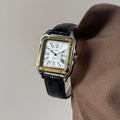 New Women's Watch with Square Roman Numerals, Quartz Movement, Luxurious Stainless Steel Case, Black Leather Strap, Elegant Dress Watch, Date Display, Waterproof, Classic Wristwatch, Women's Vintage Style Watch for Formal and