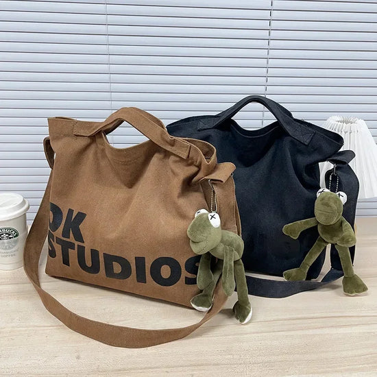 New Thickened Washed Canvas Bag, Korean Women Handbag Shoulder Bag, Large Capacity Women&