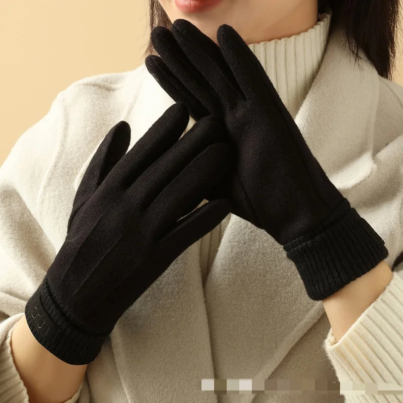 Winter Cashmere Gloves Warm Touch Screen Gloves Women Cold Protection Full Finger Mittens Outdoor Cycling Thick Woolen Glove