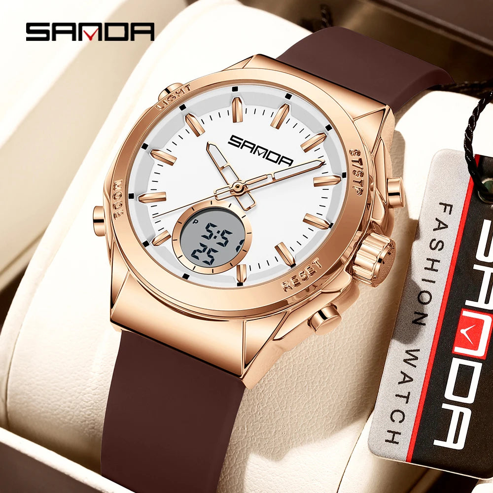 SANDA 9103 Women Watch Silicone Quartz Electronic Wrist Watches for Women Sport Clock Girls Gift Ladies Watches Top Brand