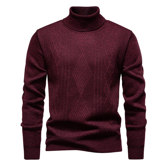 Men Turtleneck Sweater Winter Black Top Mens Fleece Lined Jumper Autumn Winter Warm Knitwear Male Solid Color  Pullovers