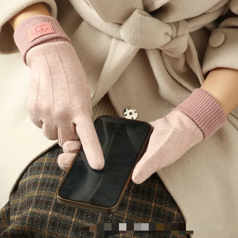 Winter Cashmere Gloves Warm Touch Screen Gloves Women Cold Protection Full Finger Mittens Outdoor Cycling Thick Woolen Glove