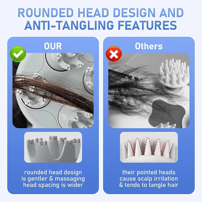 Electric Cordless Scalp Massager with 4 Kneading Heads