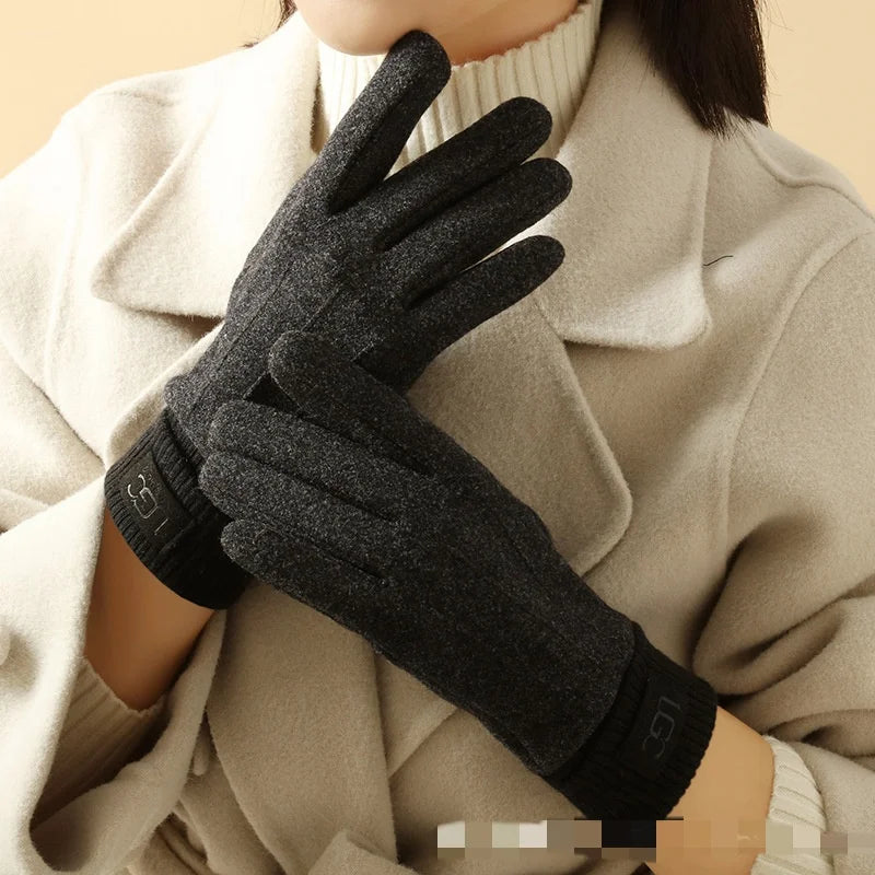 Winter Cashmere Gloves Warm Touch Screen Gloves Women Cold Protection Full Finger Mittens Outdoor Cycling Thick Woolen Glove