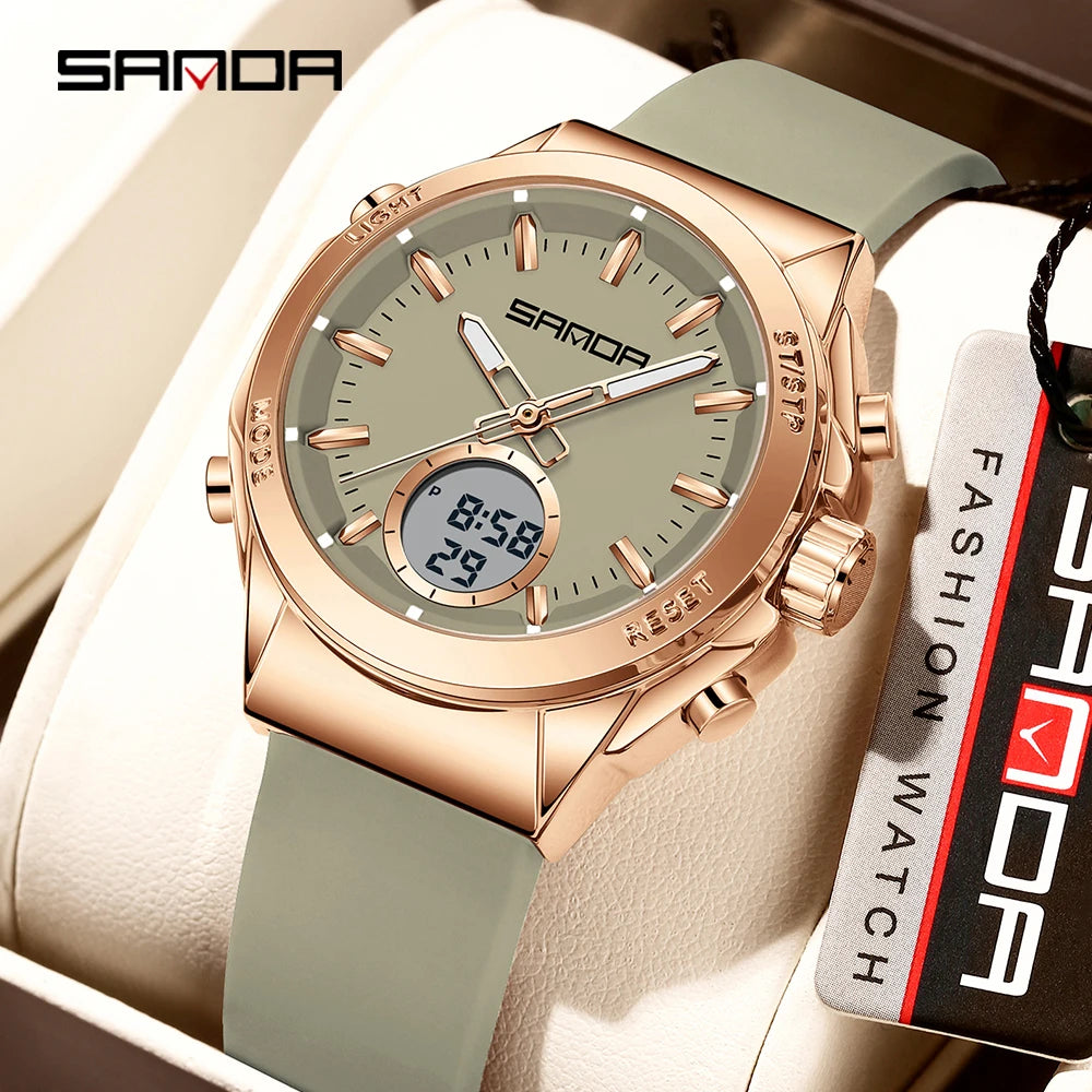 SANDA 9103 Women Watch Silicone Quartz Electronic Wrist Watches for Women Sport Clock Girls Gift Ladies Watches Top Brand