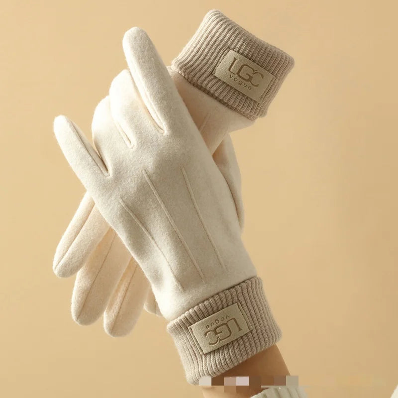 Winter Cashmere Gloves Warm Touch Screen Gloves Women Cold Protection Full Finger Mittens Outdoor Cycling Thick Woolen Glove