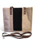 Woven tote bag front view with detachable shoulder strap